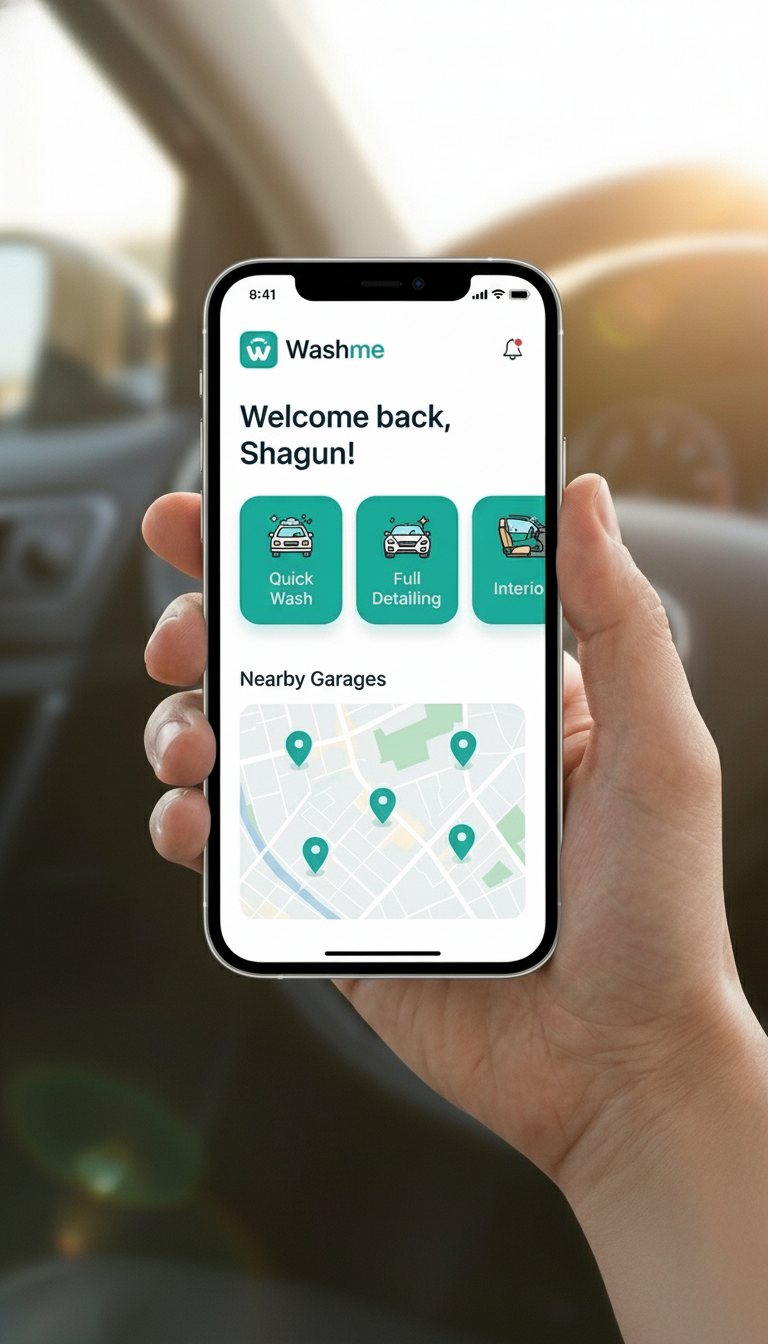 Washme Mobile App Mockup